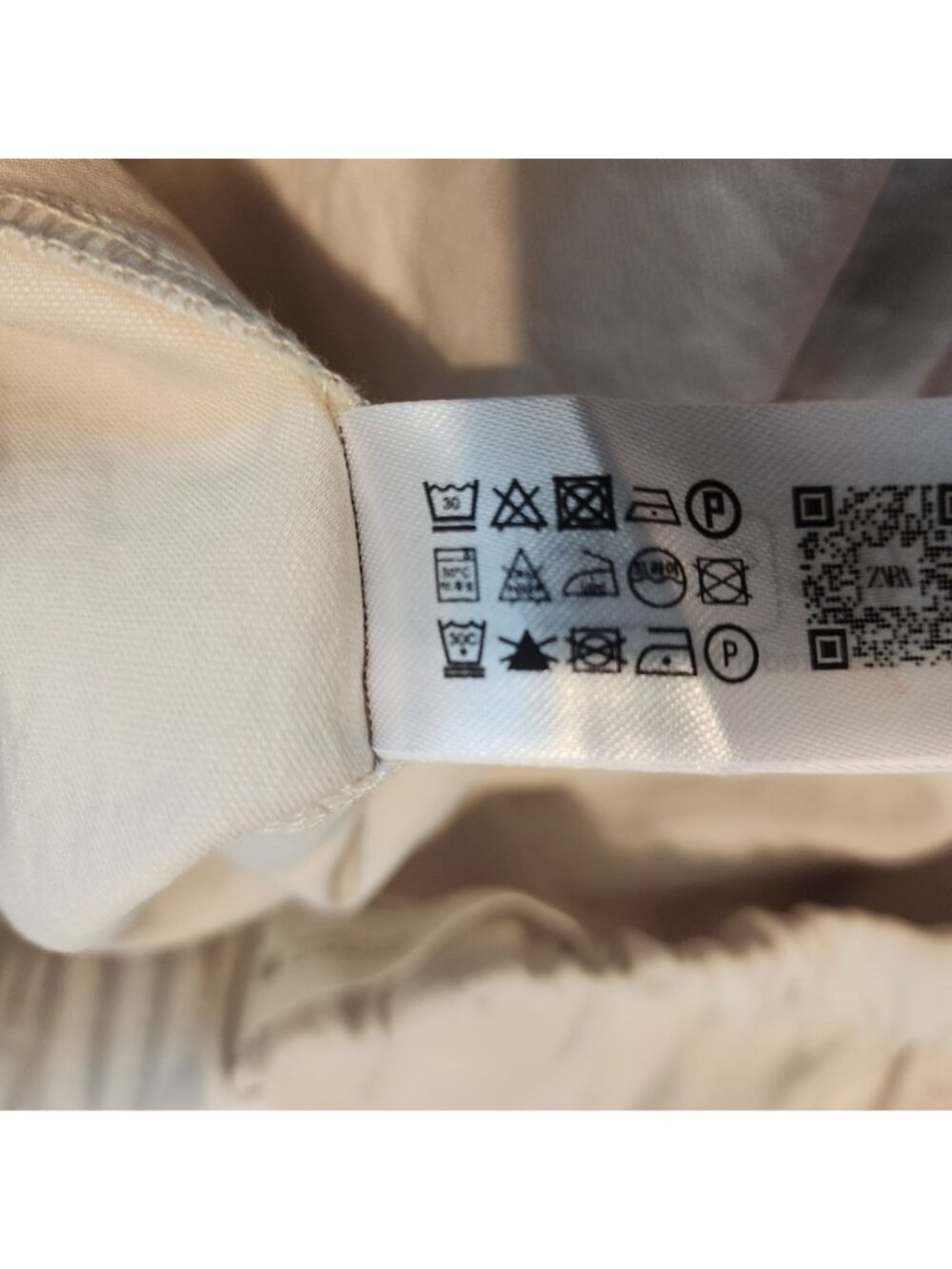 Zara Women Off White Elastic Waist Pants Size M Relaxed Fit Front & Back Pockets - Picture 9 of 10